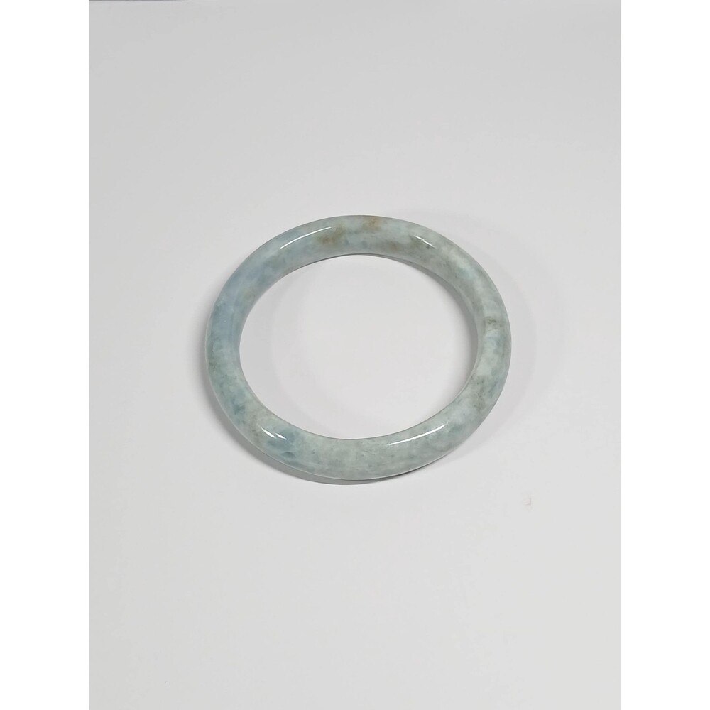 Pale Green Blue Jadeite Bracelet with Brown Inclusions 67mm